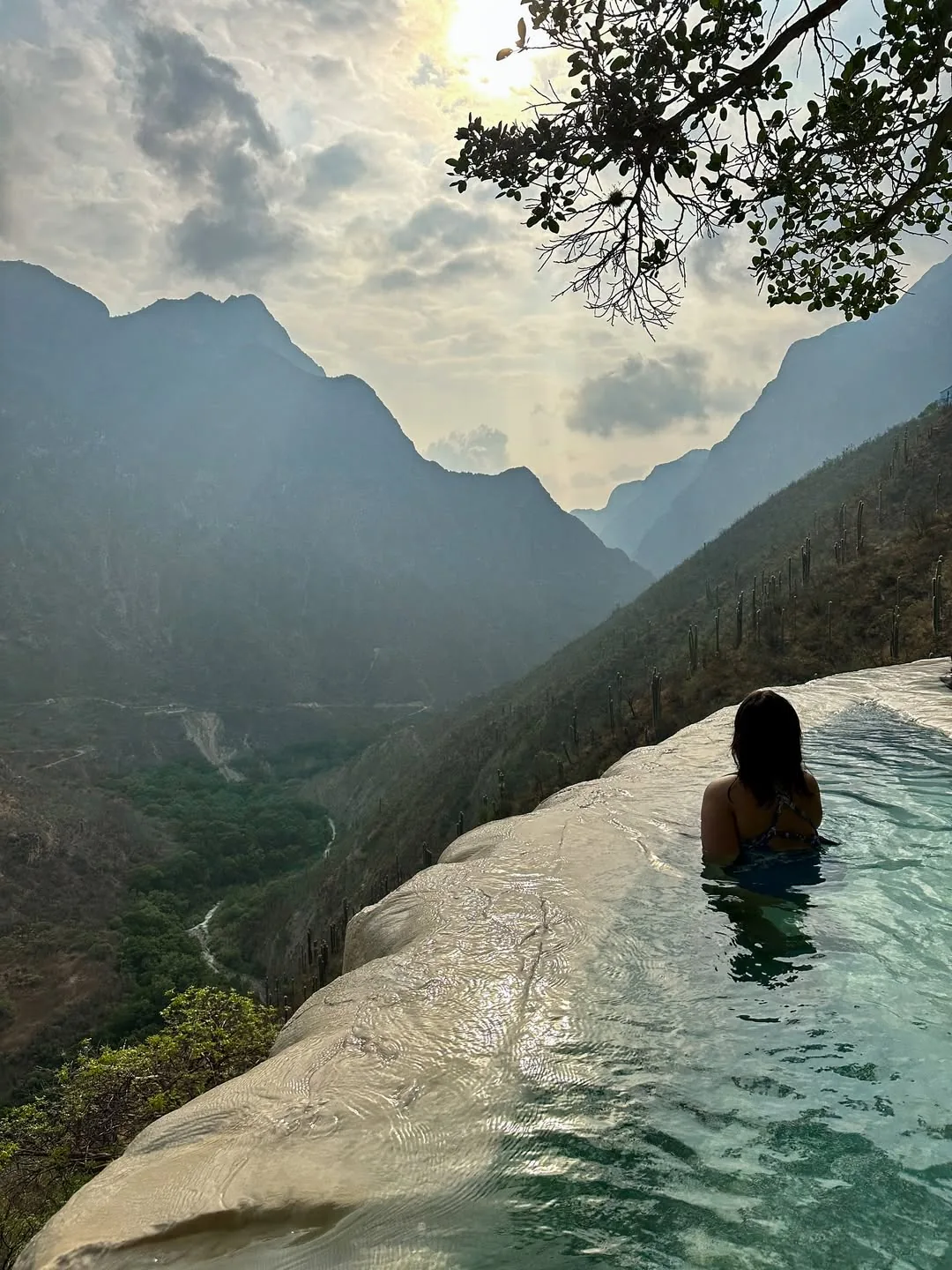 Infinity pool overlooking the deep Tolantongo canyon